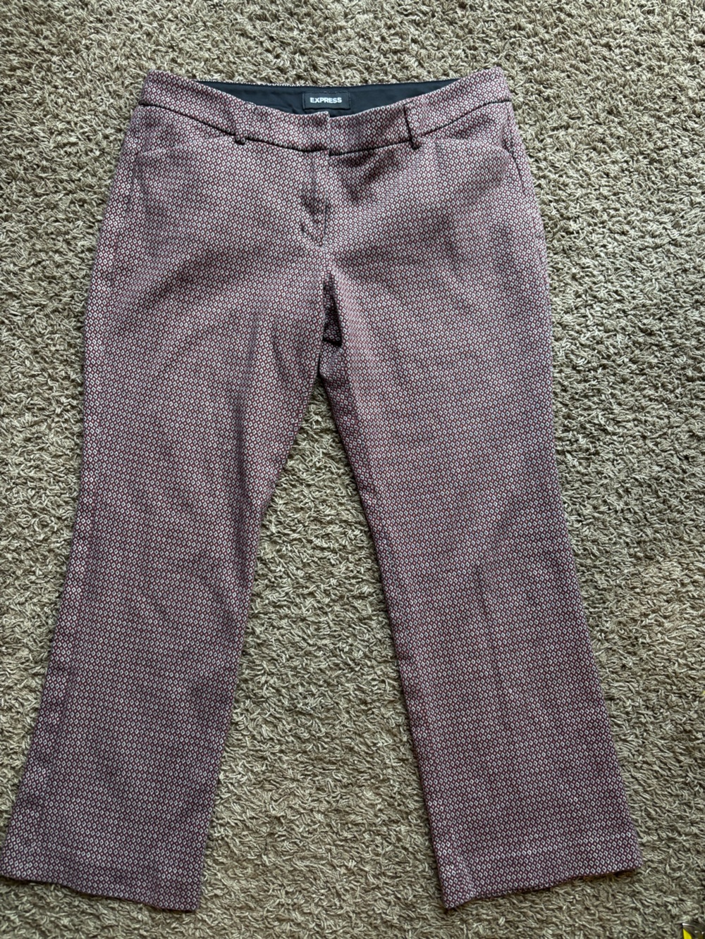 Express Womens Burgundy Patterned Trousers